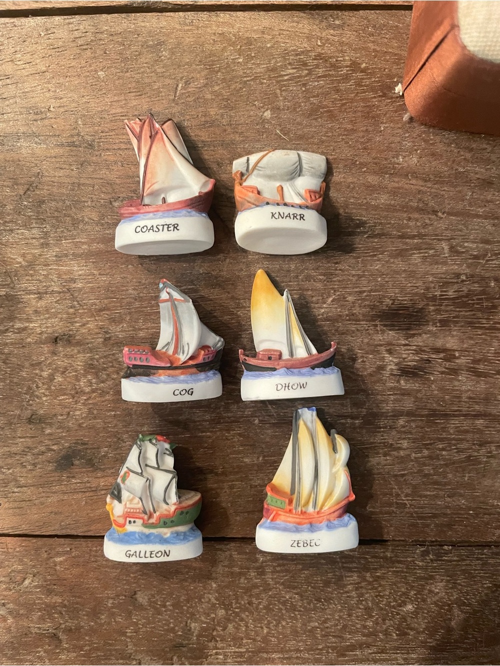 6 French Boat Set Les Bateaux Anciens" (Ancient Ships) collection